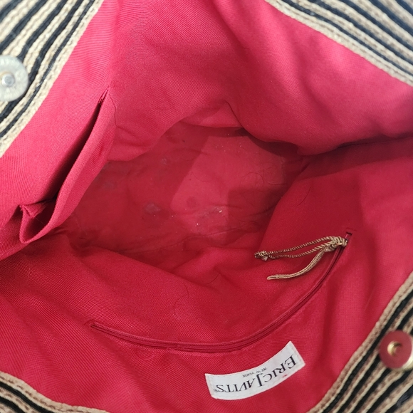 EUC Eric Javits Natural Black Striped Squishee Tote - Picture 10 of 11